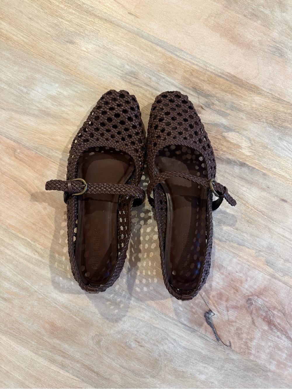 Brown Woven Mary Jane Flats - Cushionaire